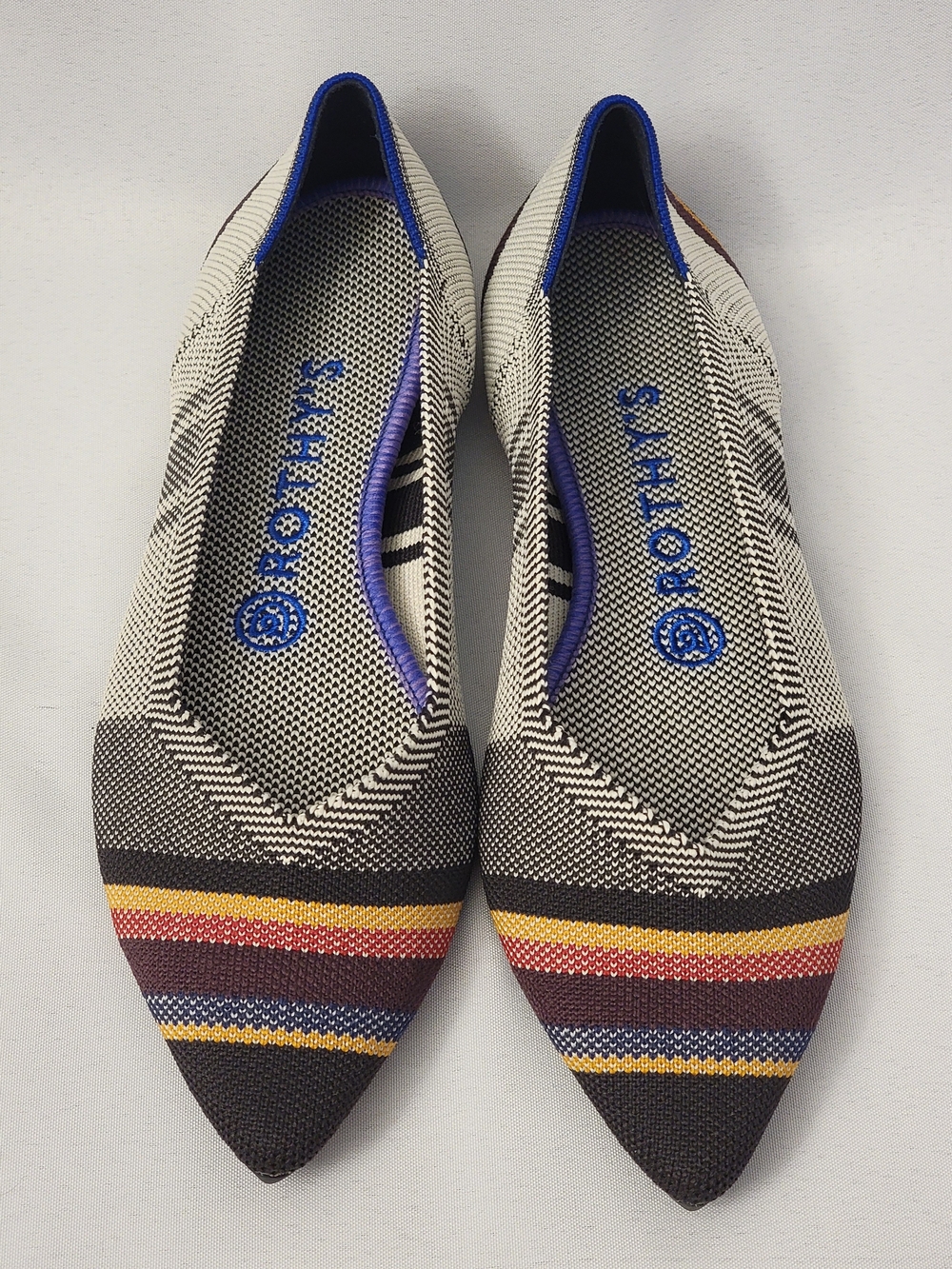 Rothy's The Point Inverse Multicolor Stripe Flats Size 7.5 - Picture 4 of 13